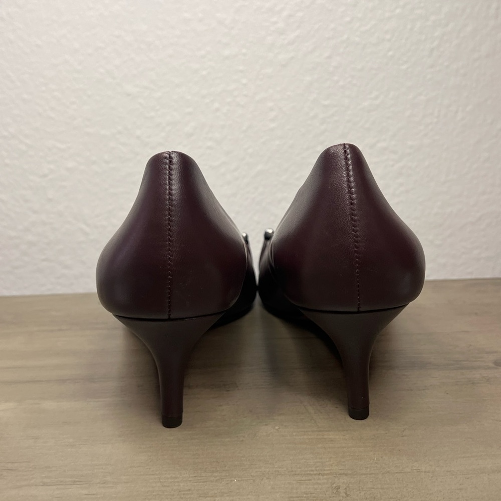 NWOT Coach Laurie Leather Point Kitten Heel Pumps Chocolate Plum – Size 9.5 - Picture 6 of 8